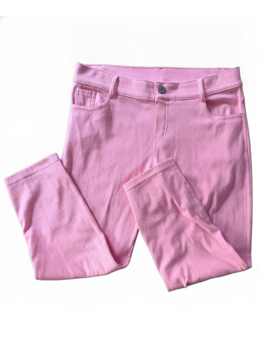 Yelete Pink Capri Pants Size M Stretch Cotton Y2K Fitted Cropped Leggings